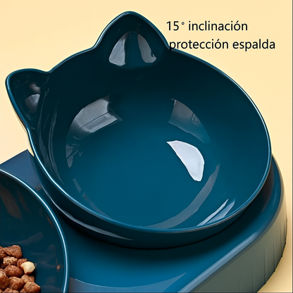 Comedero doble con dispensador de agua